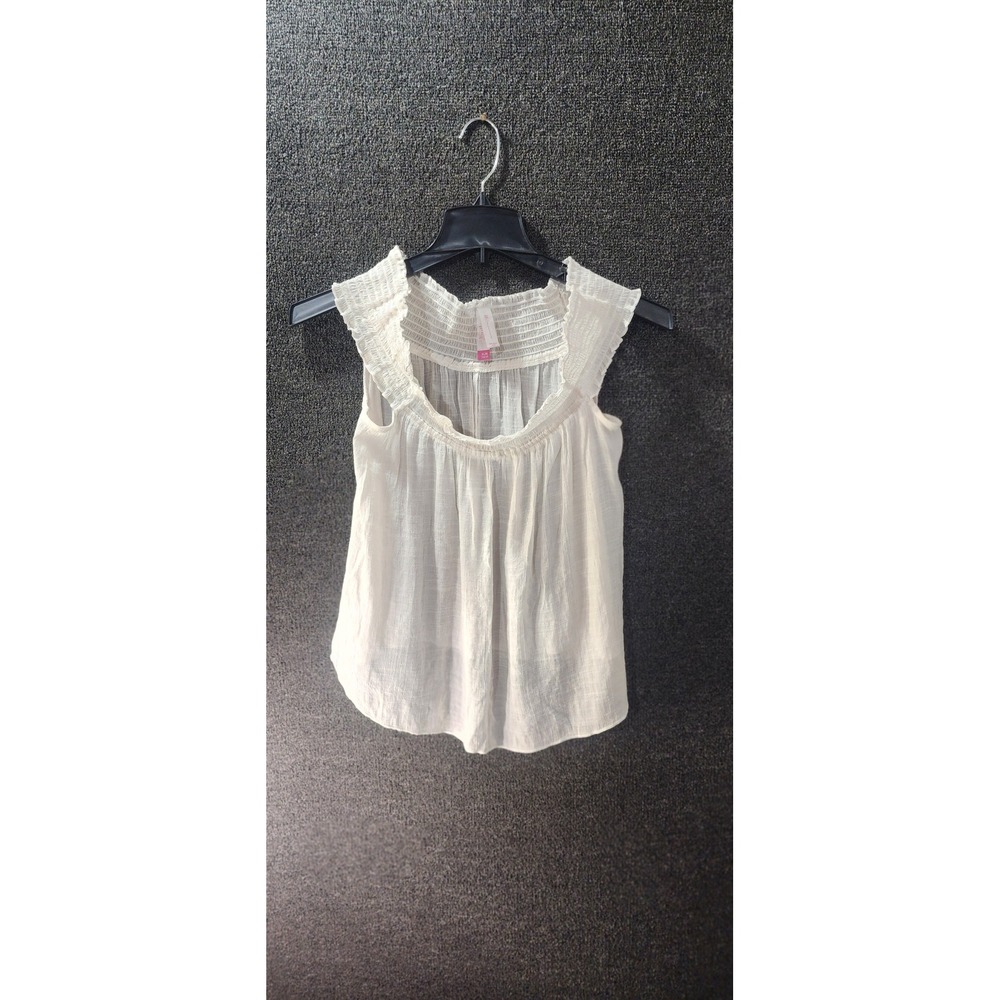 No Boundaries White Smocked Gauze Sleeveless Blouse XL 15-17 NJ27T124J